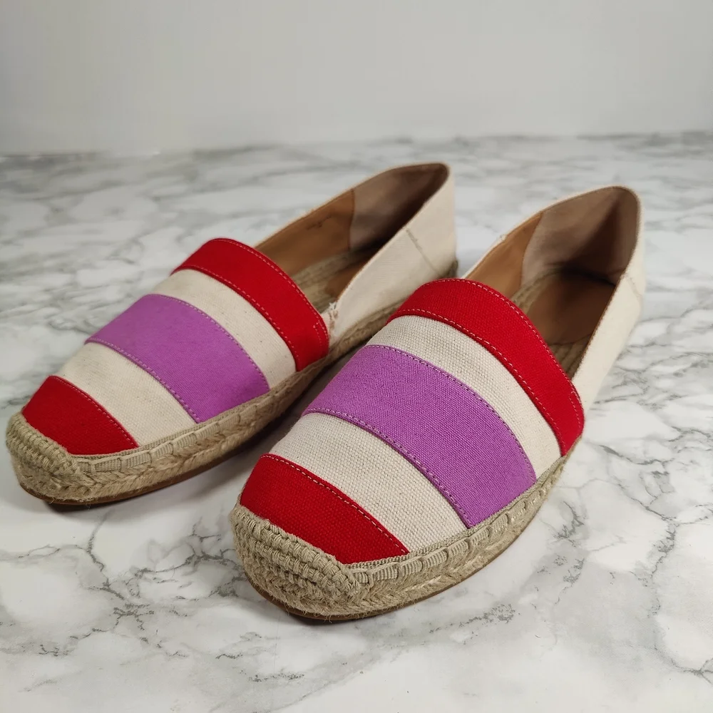 Banana Republic Red and Purple Striped Espadrilles Size 10